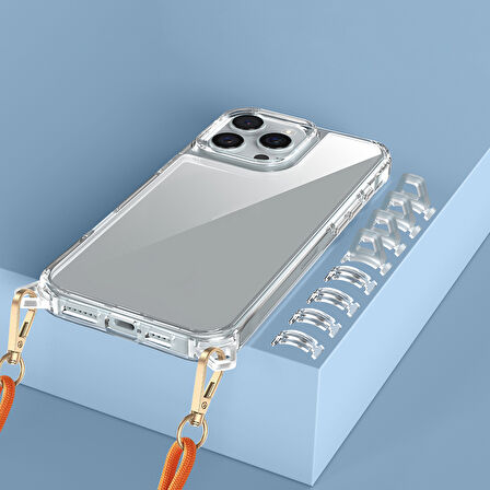 iPhone 13 Kılıf Boyun Askılı Ve Askı Aparatlı Şeffaf Spock Silikon Kapak