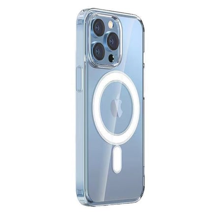 iPhone 14 Pro Max Magsafe Kılıf Sert Yapılı ve Şeffaf Sararmaz Premium Silikon Kapak RYC/Embos
