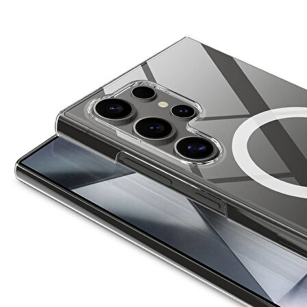 Galaxy Z Fold 6 Kılıf Magsafe Özellikli Şeffaf Sert Premiumn TPU Silikon Kapak RYC/Porto