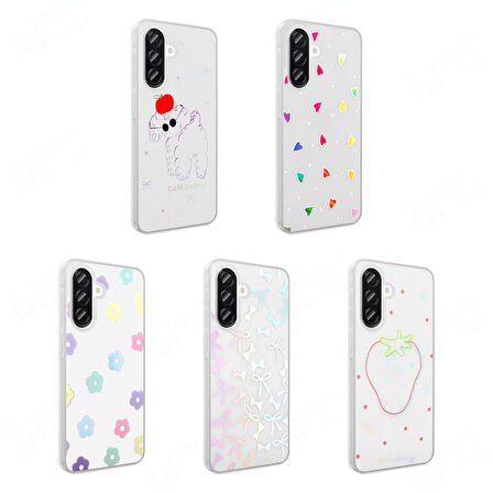 Galaxy A26 Kılıf Şeffaf Yapılı ve Figürlü Folk Premium Sert Silikon Kapak