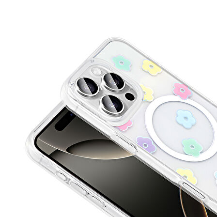 iPhone 16 Pro Max Kılıf Magsafe Özellikli Şeffaf Yapılı ve Figürlü Folk Premium Sert Silikon Kapak