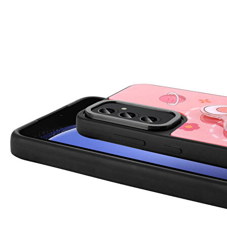 Galaxy A50 Kılıf Şirin Hayvan Figürlü ve Simli Sert Silikon Kapak Royal Case/Amas