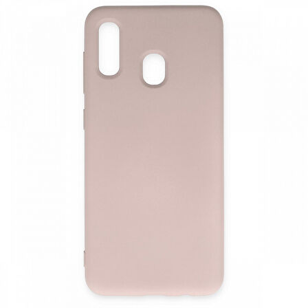 Samsung Galaxy A30 Kılıf İçi Kadife Kaplı Nano Silikon Kapak - Pudra
