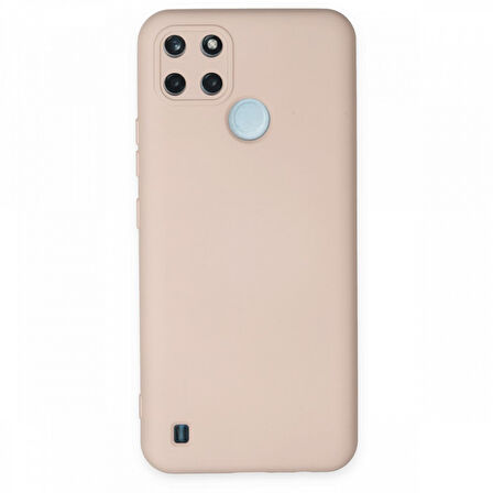 Realme C25Y Kılıf İçi Kadife Kaplı Nano Silikon Kapak - Pudra