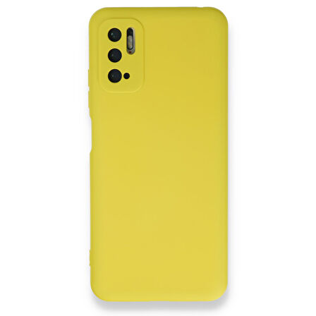 Poco M3 Pro Kılıf İçi Kadife Kaplı Nano Silikon Kapak - Sarı