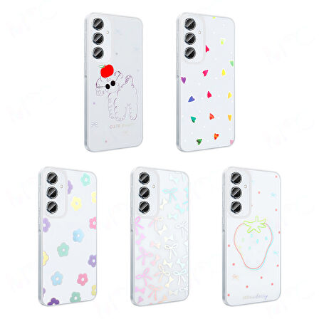 Galaxy A16 Kılıf Şeffaf Yapılı ve Figürlü Folk Premium Sert Silikon Kapak