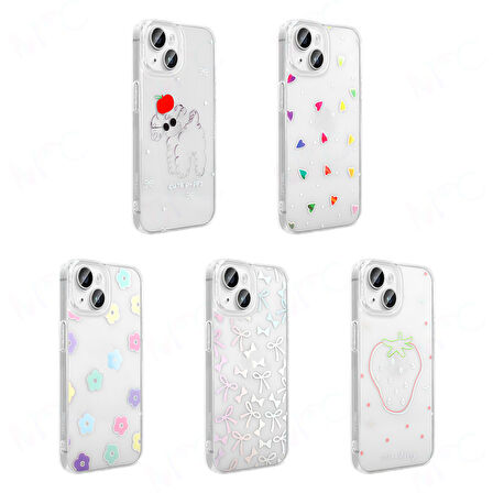 iPhone 14 Kılıf Şeffaf Yapılı ve Figürlü Folk Premium Sert Silikon Kapak