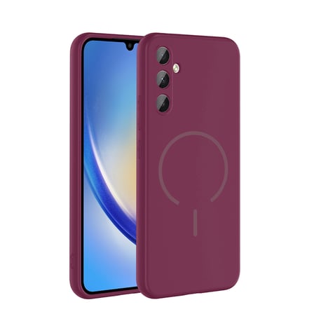 Samsung Galaxy A34 Kılıf Magsafeli Premium Meta Silikon Kapak
