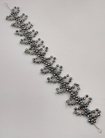 Boncuklu, Çiçekli Kristal Gelin Tacı Saç Ve Türban Aksesuarı