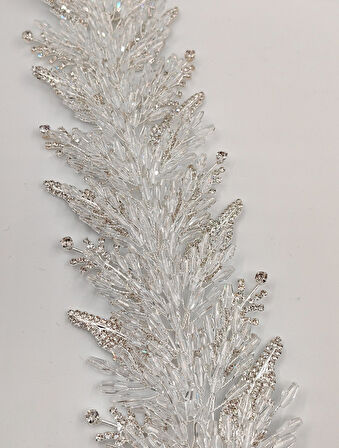 Boncuklu, Çiçekli Kristal Gelin Tacı Saç Ve Türban Aksesuarı