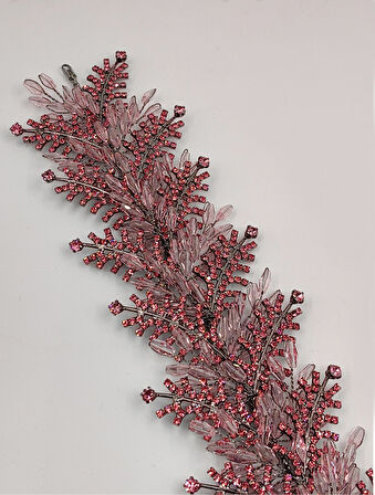 Boncuklu, Çiçekli Kristal Gelin Tacı Saç Ve Türban Aksesuarı