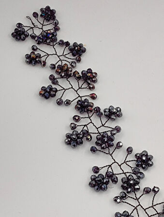 Boncuklu, Çiçekli Kristal Gelin Tacı Saç Ve Türban Aksesuarı