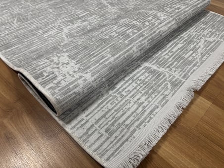 Bademli Halı Şönil Dokuma Taban Dekoratif Halı 1050 Gri