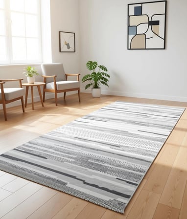 Yağmurser Bambu Yumuşak Dokulu Kaymaz Taban Halı Yolluk 8001 Gri