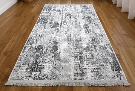 Bademli Halı Şönil Dokuma Taban Dekoratif Halı 1070 Gri