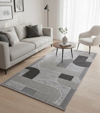 Yağmurser Lüx Yumuşak Dokulu Kaymaz Taban Halı Yolluk 3063 Gri