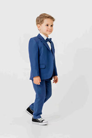 Mini Gentleman Erkek Çocuk Takım Elbise - 5 Parça (Ceket, Yelek, Gömlek, Pantolon, Papyon)