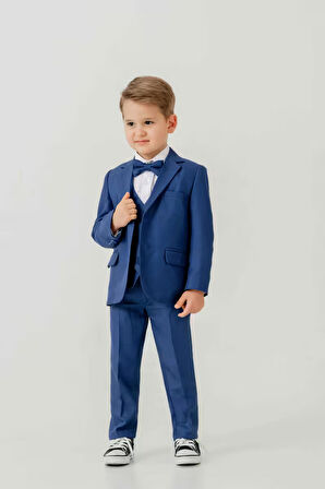 Mini Gentleman Erkek Çocuk Takım Elbise - 5 Parça (Ceket, Yelek, Gömlek, Pantolon, Papyon)