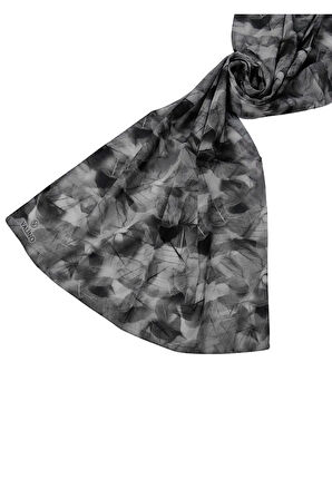 Valino Vual Twill Fular 45x110 cm - Yaprak Desenli, Hafif ve Nefes Alabilir Şal