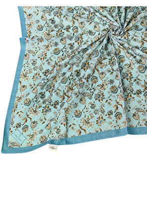 Prime Pamuk Çiçek Desenli Eşarp 90x90 cm