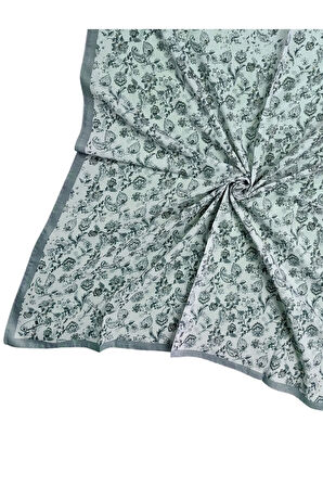 Prime Pamuk Çiçek Desenli Eşarp 90x90 cm