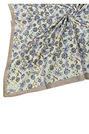 Prime Pamuk Çiçek Desenli Eşarp 90x90 cm