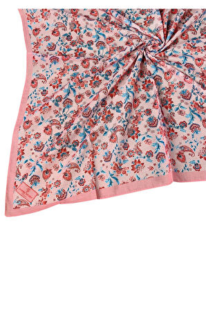 Prime Pamuk Çiçek Desenli Eşarp 90x90 cm