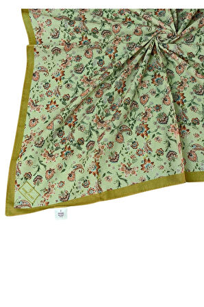 Prime Pamuk Çiçek Desenli Eşarp 90x90 cm