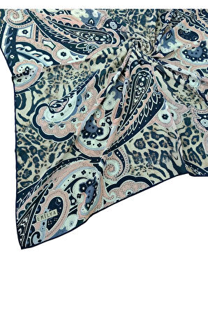 Emilya Fres Krep Leopar Desenli Eşarp 90x90 cm