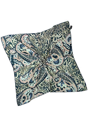 Emilya Fres Krep Leopar Desenli Eşarp 90x90 cm