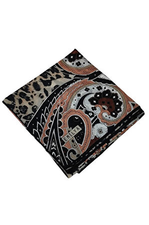 Emilya Fres Krep Leopar Desenli Eşarp 90x90 cm