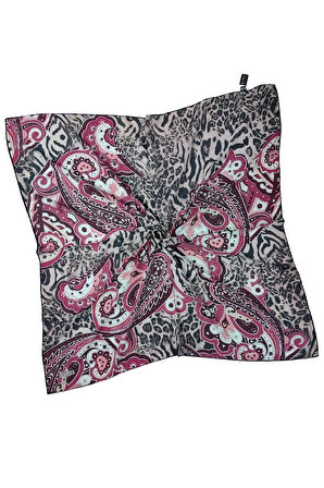Emilya Fres Krep Leopar Desenli Eşarp 90x90 cm