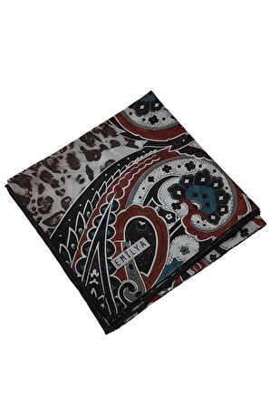Emilya Fres Krep Leopar Desenli Eşarp 90x90 cm