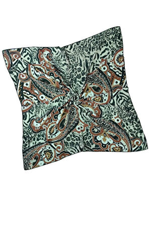 Emilya Fres Krep Leopar Desenli Eşarp 90x90 cm