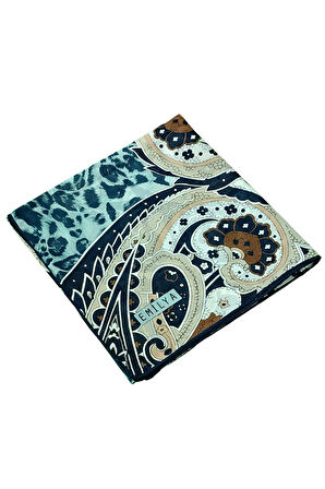 Emilya Fres Krep Leopar Desenli Eşarp 90x90 cm