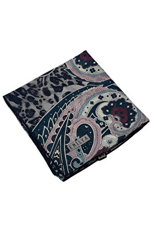 Emilya Fres Krep Leopar Desenli Eşarp 90x90 cm