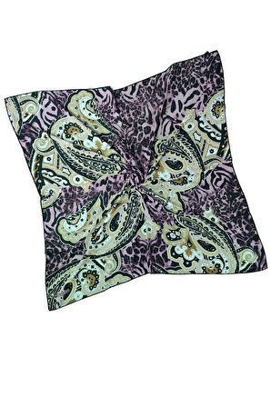 Emilya Fres Krep Leopar Desenli Eşarp 90x90 cm