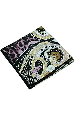 Emilya Fres Krep Leopar Desenli Eşarp 90x90 cm