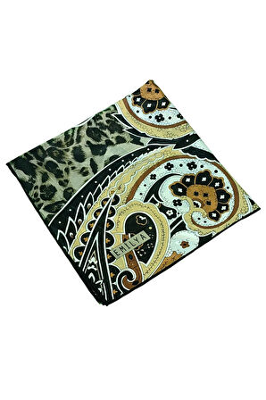 Emilya Fres Krep Leopar Desenli Eşarp 90x90 cm