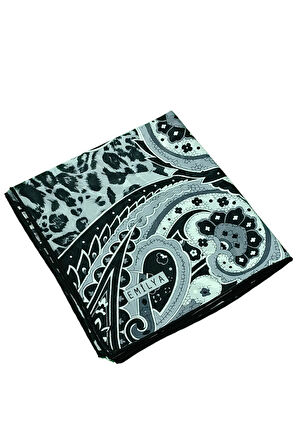 Emilya Fres Krep Leopar Desenli Eşarp 90x90 cm