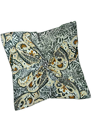 Emilya Fres Krep Leopar Desenli Eşarp 90x90 cm