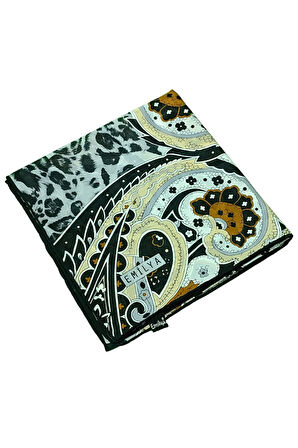 Emilya Fres Krep Leopar Desenli Eşarp 90x90 cm