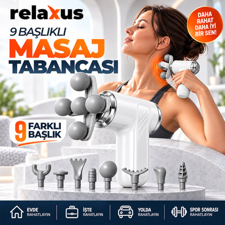 Şarjlı Masaj Tabancası 9 Başlıklı Kablosuz Derin Doku Kas Gevşetici Titreşimli Tüm Vücut Masaj Aleti