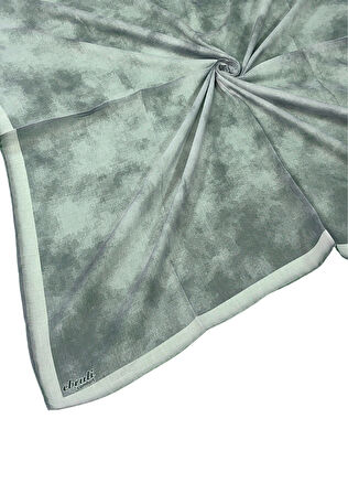 Ebruli Soft Pamuklu Desenli Eşarp - 95x95 cm