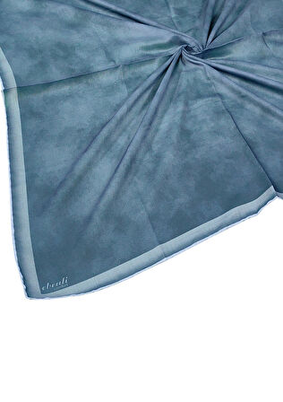 Ebruli Soft Pamuklu Desenli Eşarp - 95x95 cm