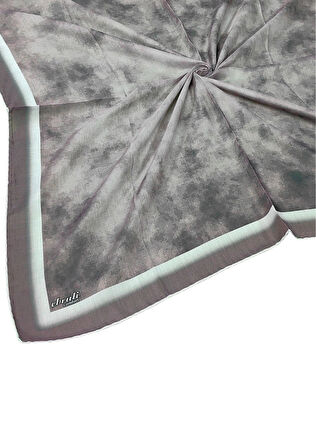 Ebruli Soft Pamuklu Desenli Eşarp - 95x95 cm