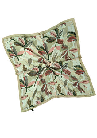 Ebruli Soft Pamuklu Çiçek Desenli Eşarp - 95x95 cm