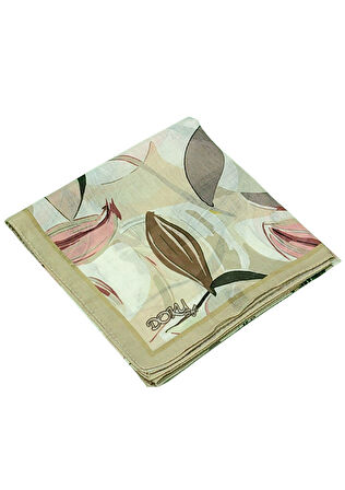 Ebruli Soft Pamuklu Çiçek Desenli Eşarp - 95x95 cm