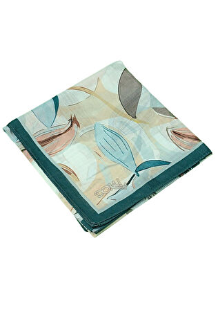 Ebruli Soft Pamuklu Çiçek Desenli Eşarp - 95x95 cm