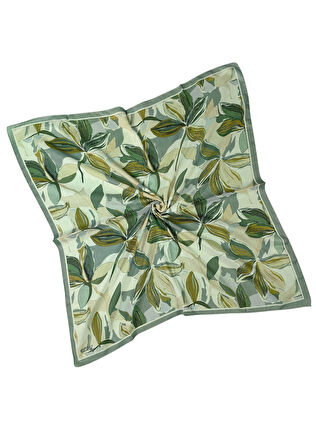 Ebruli Soft Pamuklu Çiçek Desenli Eşarp - 95x95 cm